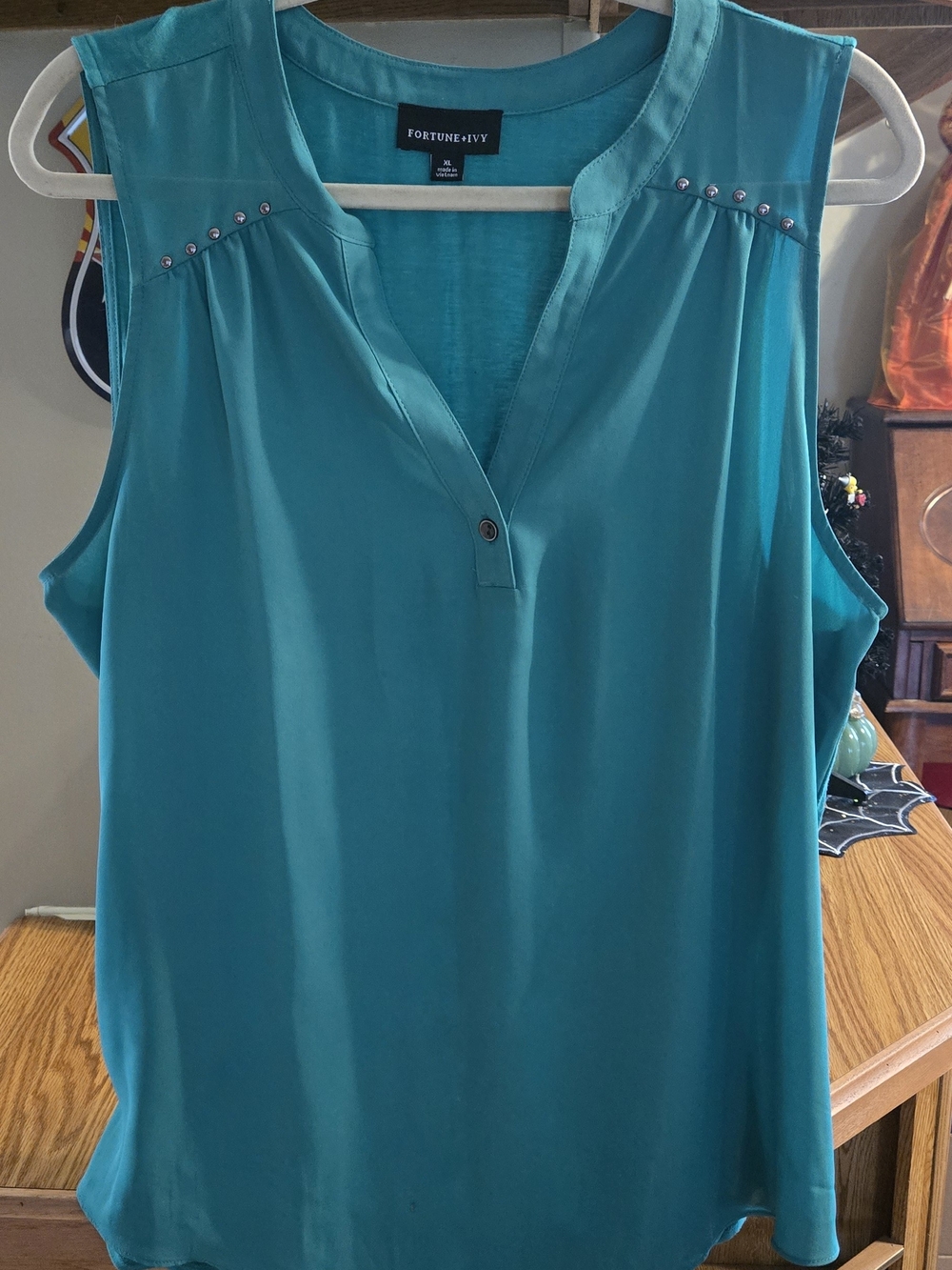 Fortune + Ivy Sleeveless V-Neck Blouse